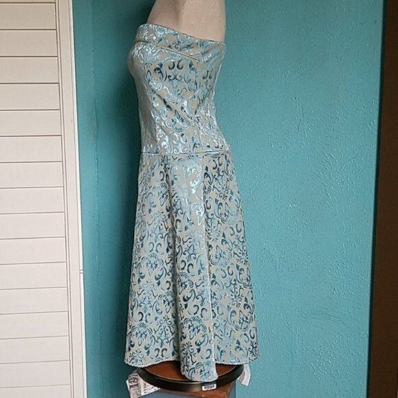 Dress Strapless Metallic Teal Tan Teeze Me Juniors WOMEN'S WOMAN'S Size 7 - Picture 4 of 9